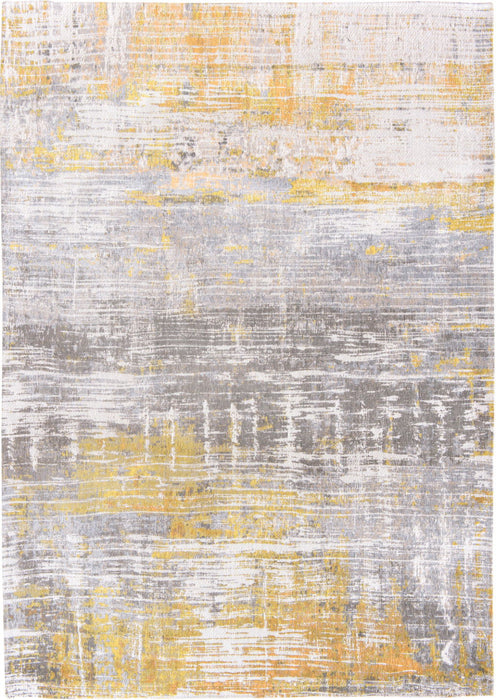 7' x 7' Round Abstract Non Skid Area Rug - Gray And Yellow