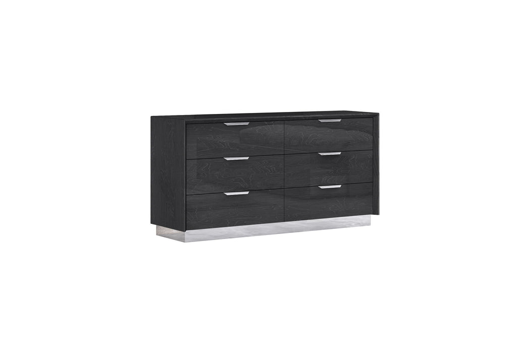Solid Wood Six Drawer Double Dresser For Bedroom - Gray
