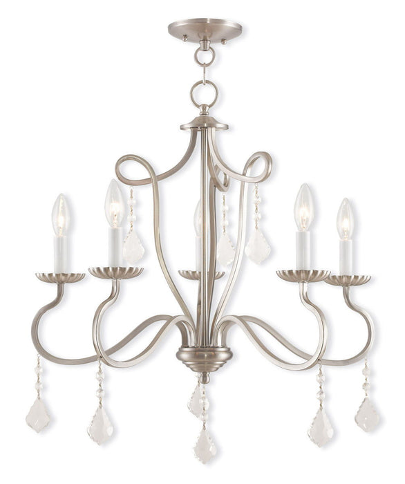 Five-Light Dimmable Chandelier With Shades - Nickel