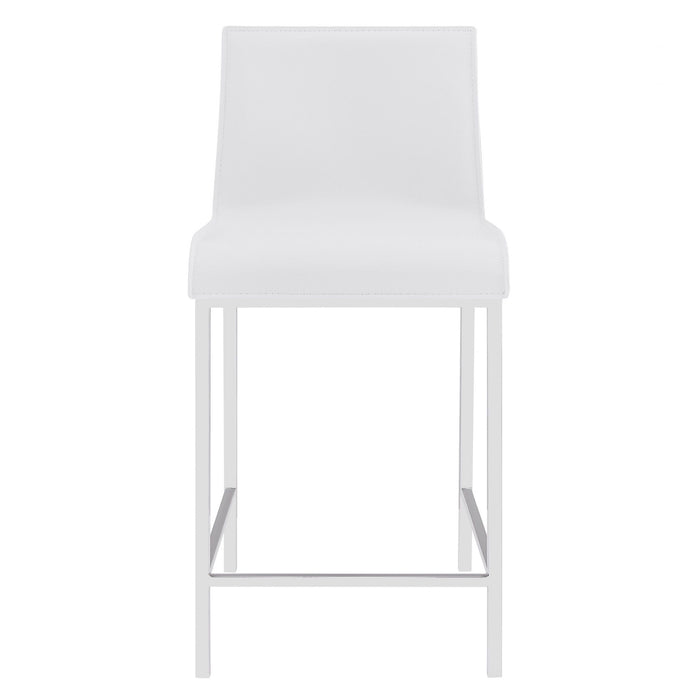 24" Steel Low Back Counter Height Bar Chairs (Set of 2) - White And Silver