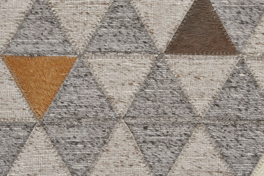 9.5' x 13.5' Geometric Hand Woven Area Rug - Gray Ivory And Brown
