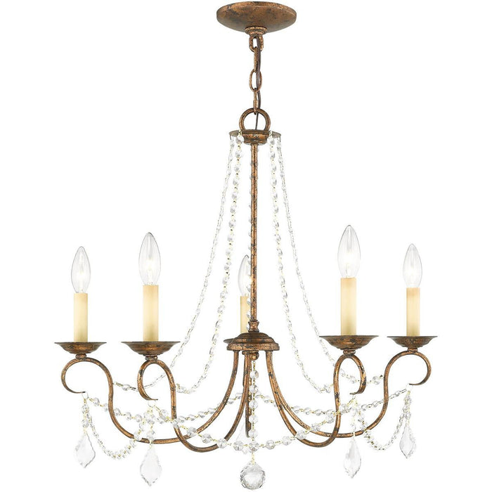 23" Five Light Dimmable Chandelier With Shades - Bronze