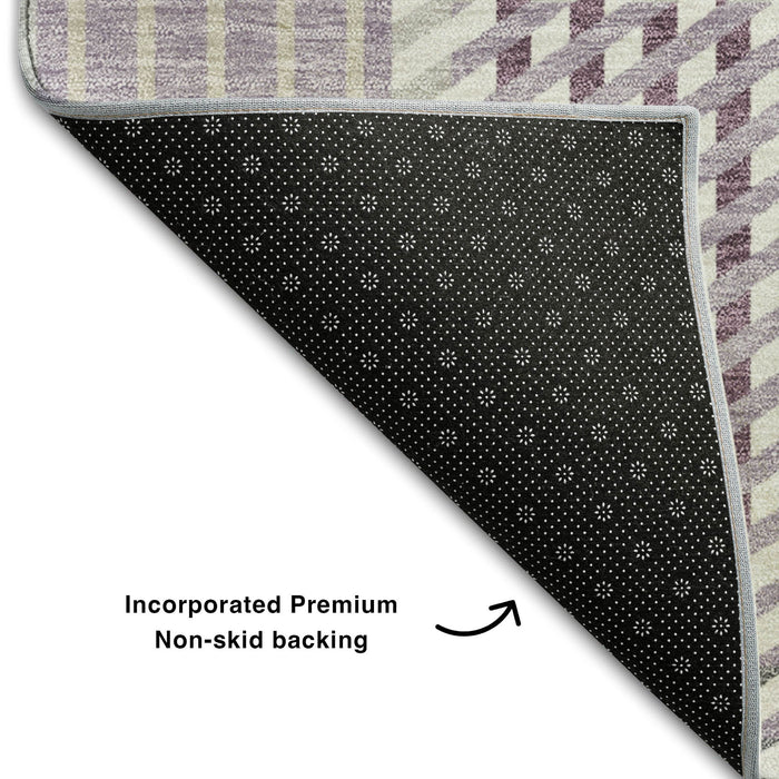 10' X 14' Plaid Washable Area Rug With UV Protection (678736) - Lavender / Gray / Ivory