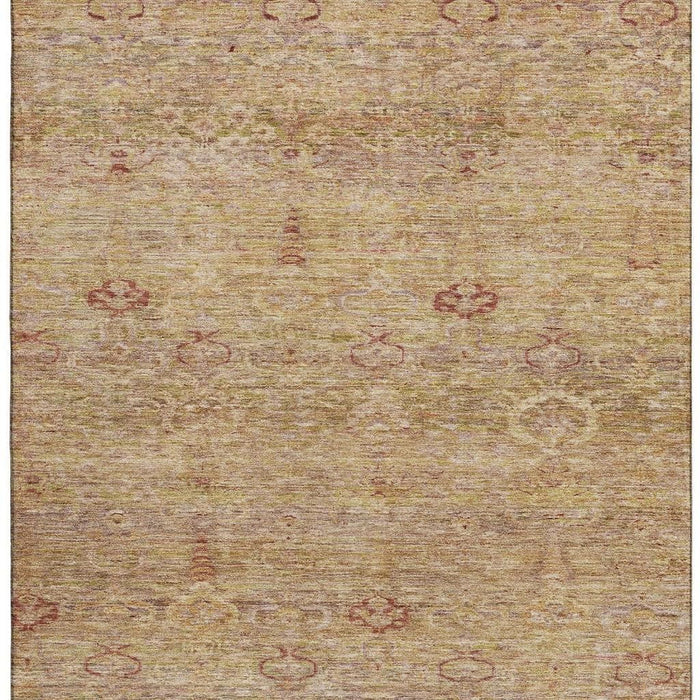 10' X 14' Abstract Washable Area Rug With UV Protection (717506) - Coral / Taupe