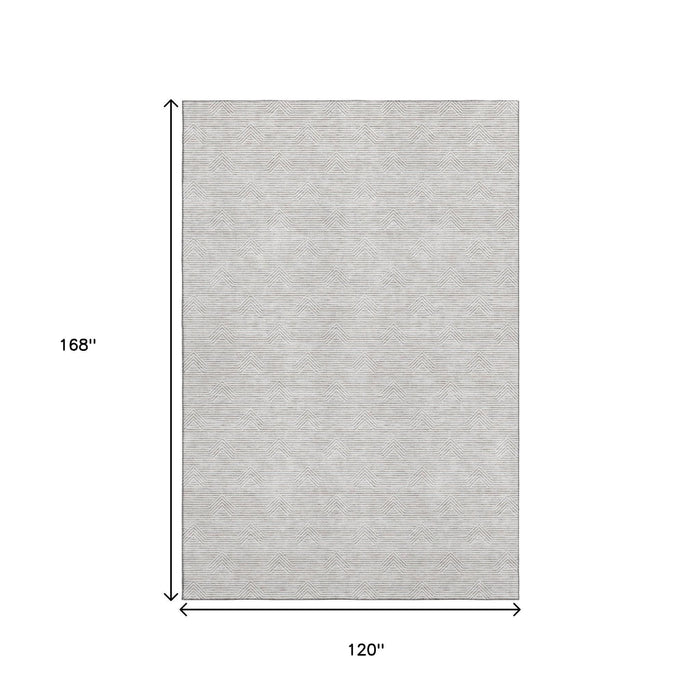 10' X 14' Abstract Geometric Washable Area Rug With UV Protection (672374) - Taupe / Ivory