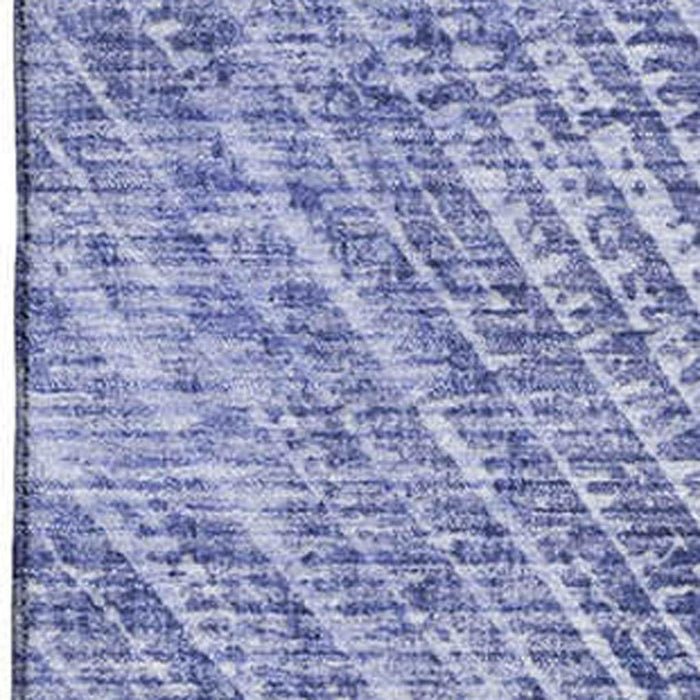 8' X 10' Geometric Washable Area Rug With UV Protection (648338) - Navy Blue / Ivory