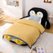 Giga twin size penguin-shaped upholstered bed for kids, white and black lounger chair perfect for a child's bedroom.