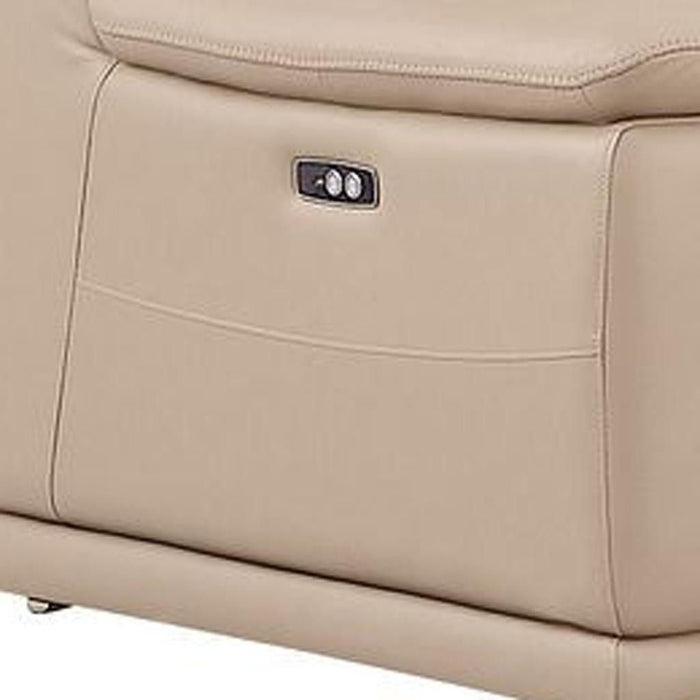 Leather Modular L Shaped Five Piece Corner Sectional - Beige