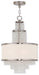 HomeRoots 22-inch metal chandelier with three shades, dimmable, featuring nickel finish and clear/off-white shades.