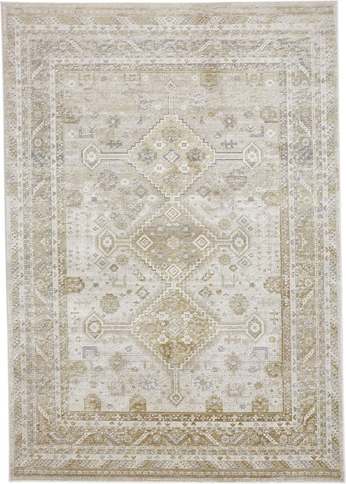 8' x 10' Floral Area Rug - Gold And Ivory