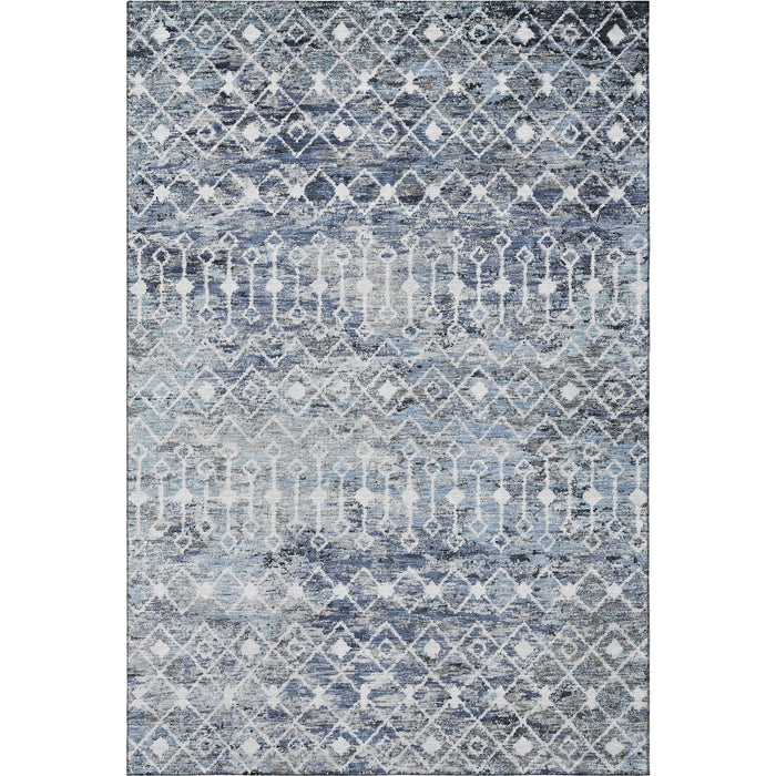 10' X 14' Geometric Washable Area Rug With UV Protection (695642) - Blue / Ivory / Gray