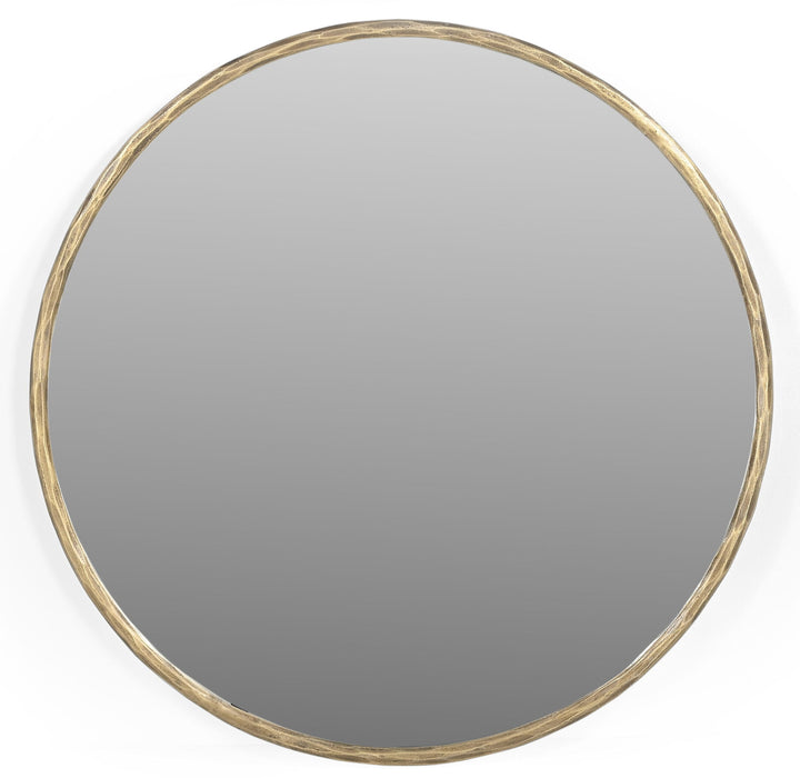 24" Round Brass Iron Framed Accent Mirror - Gold