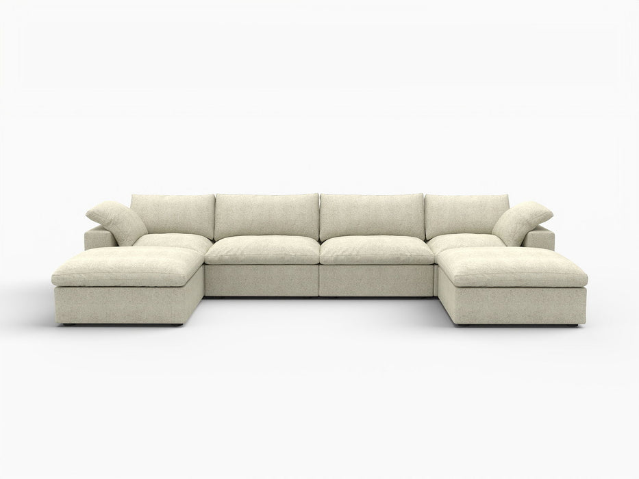 Blend Modular U Shaped Six Piece Sofa Chaise Sectional - Khaki