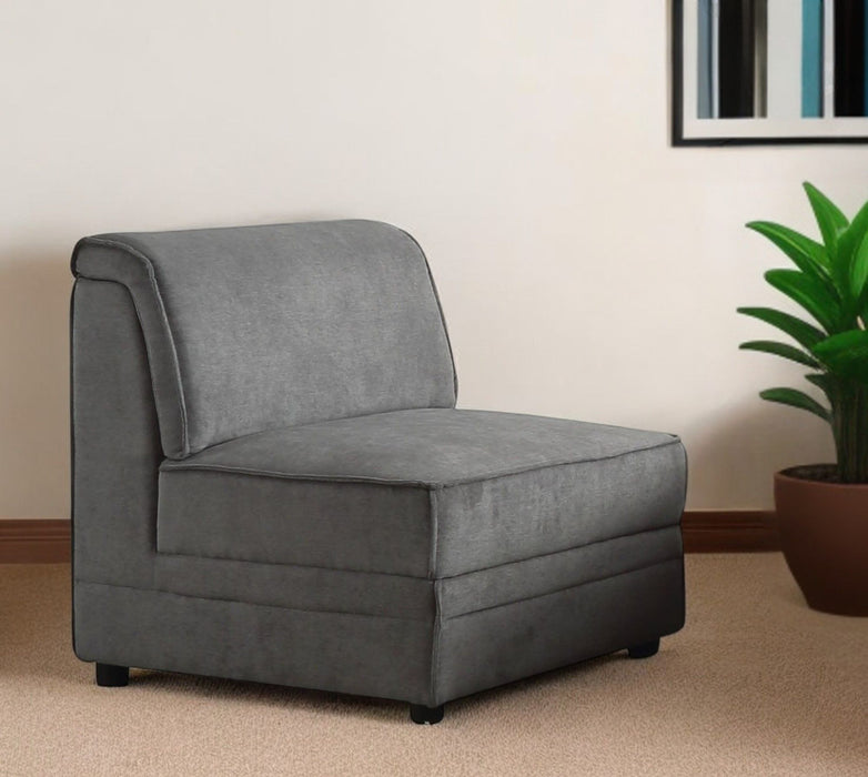 Velvet Slipper Chair - Gray And Black