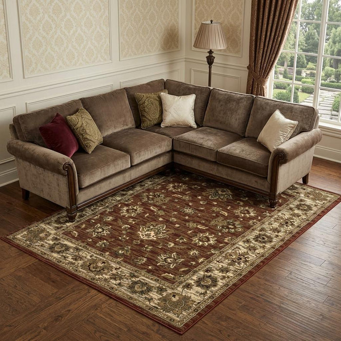 8' X 11' Floral Area Rug (574426) - Red / Ivory