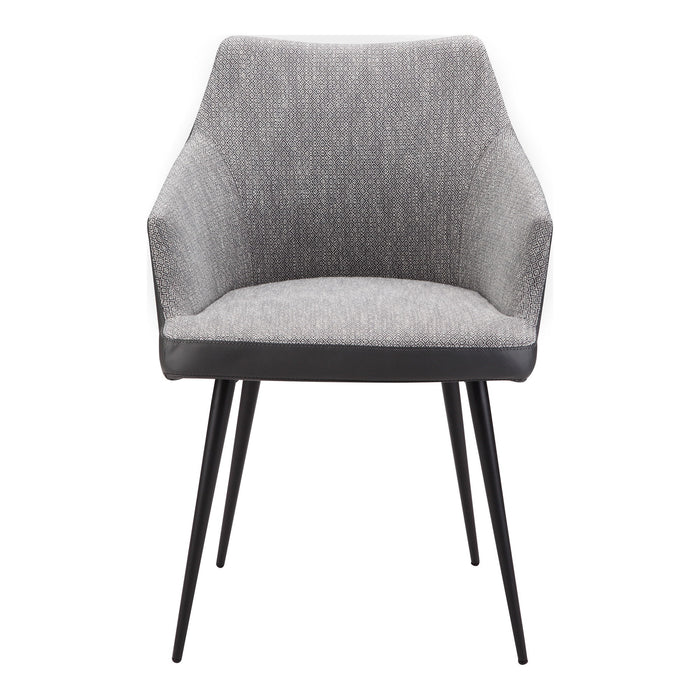 Faux Leather Steel Dining Arm Chair - Gray / Black