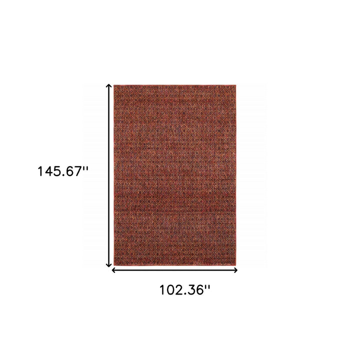 9' x 12' Geometric Power Loom Area Rug - Red And Gold