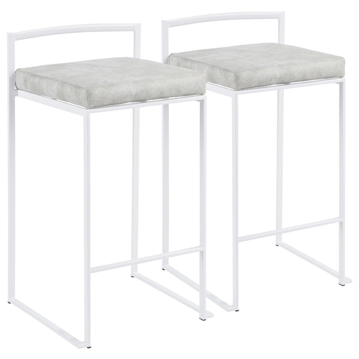 Fuji - Contemporary Stackable Counter Stool (Set of 2) - White Frame