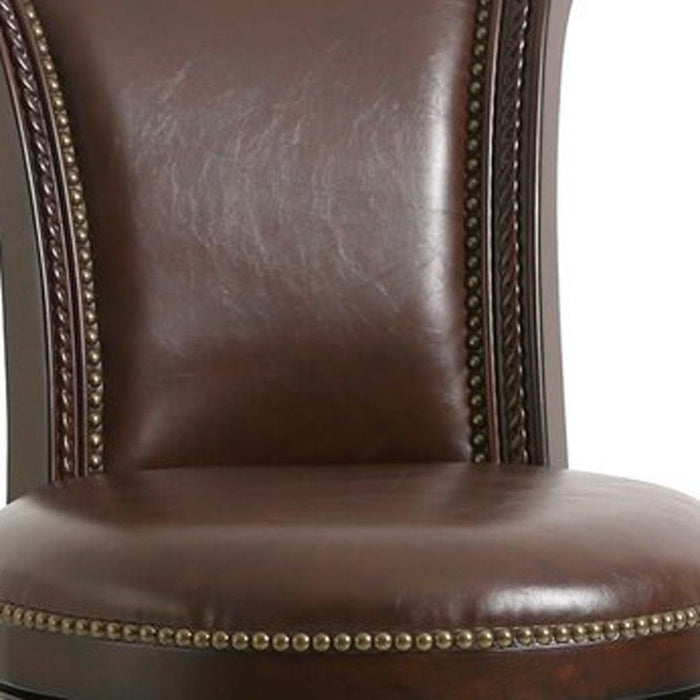 Solid Wood Swivel Bar Height Bar Chair - Walnut And Dark Brown