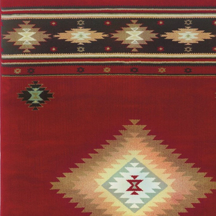 10' x 13' Ikat Pattern Area Rug - Red And Beige