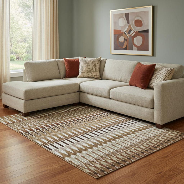 10' X 14' Southwestern Washable Area Rug With UV Protection (668295) - Terra Cotta / Ivory / Beige