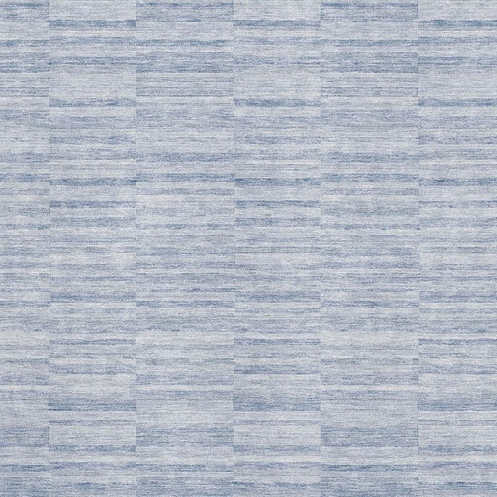10' X 14' Striped Washable Area Rug With UV Protection - Sky Blue And Ivory