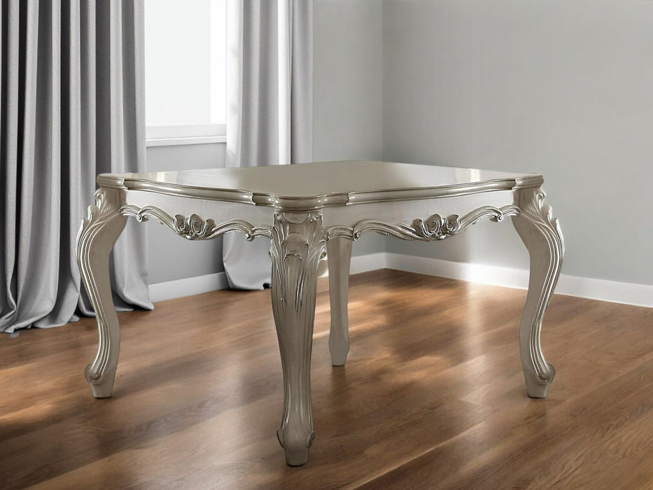 55" Solid Wood And Solid Manufactured Wood Dining Table - Antiqued White