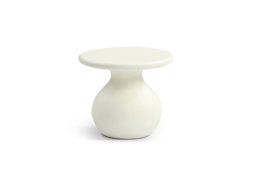 Fiber Glass Round Curvaceous Pedestal End Table - Beige