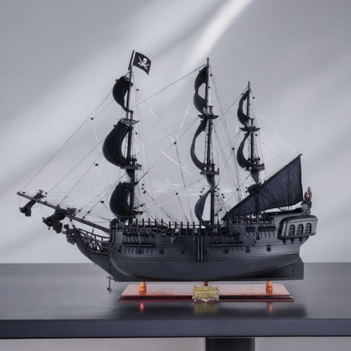Hand Painted Model Boat Tabletop Sculpture - Black