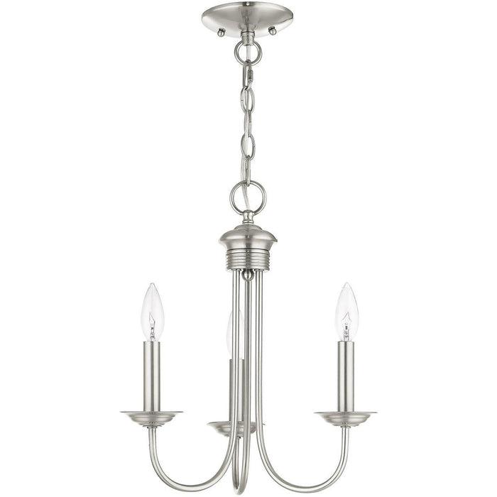 16" Three Light Dimmable Chandelier With Shades - Nickel