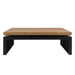 Giga rectangular coffee table for living room in natural wood finish with black accents, versatile and modern center table design