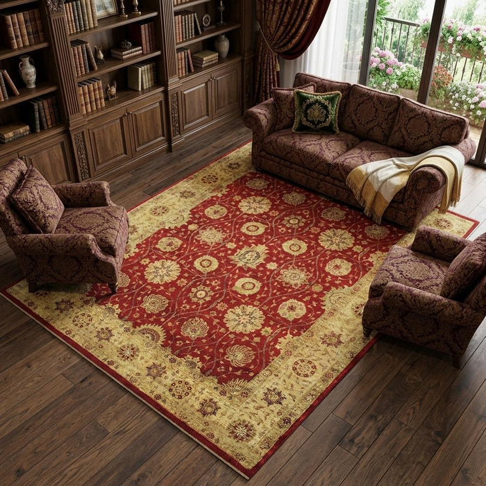 8' X 10' Wool Oriental Hand Knotted Area Rug (744318) - Red / Gold