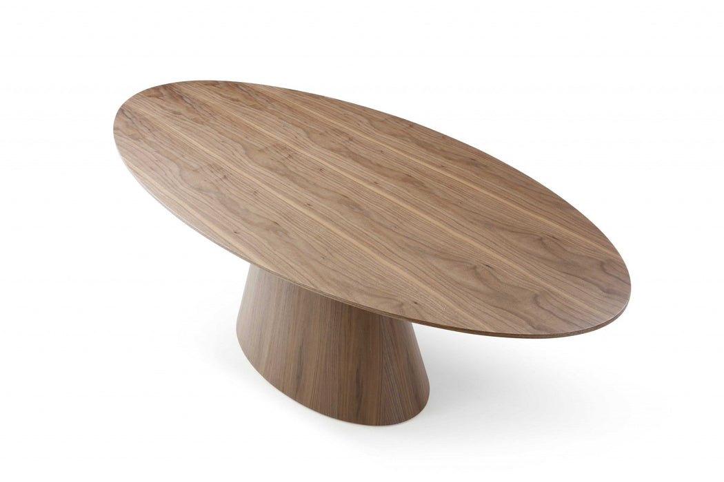 95" Oval Solid Wood Pedestal Base Dining Table - Brown