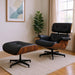 Mid-century rosewood leather lounge chair with tufted upholstery and matching ottoman by HomeRoots.
