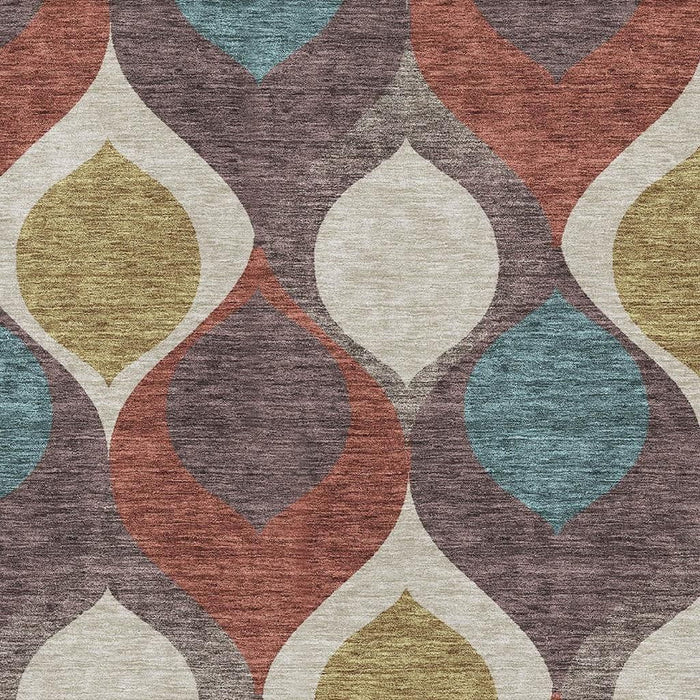 9' X 12' Ogee Washable Area Rug With UV Protection - Brown