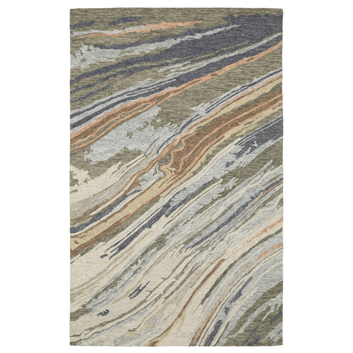 13' X 10' Wool Abstract Hand Tufted Area Rug - Gray And Blue