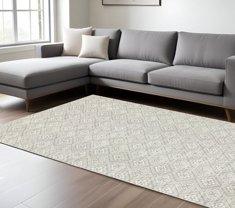 10' x 13' Geometric Power Loom Stain Resistant Area Rug - Gray