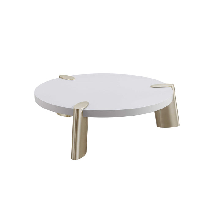 Stainless Steel Round Coffee Table - White And Gold