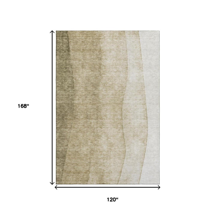 10' X 14' Ombre Washable Area Rug With UV Protection (652761) - Taupe / Beige