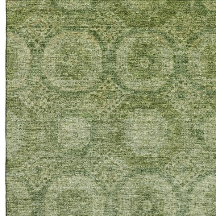 10' X 14' Abstract Geometric Washable Area Rug With UV Protection (708265) - Artichoke Green / Sage