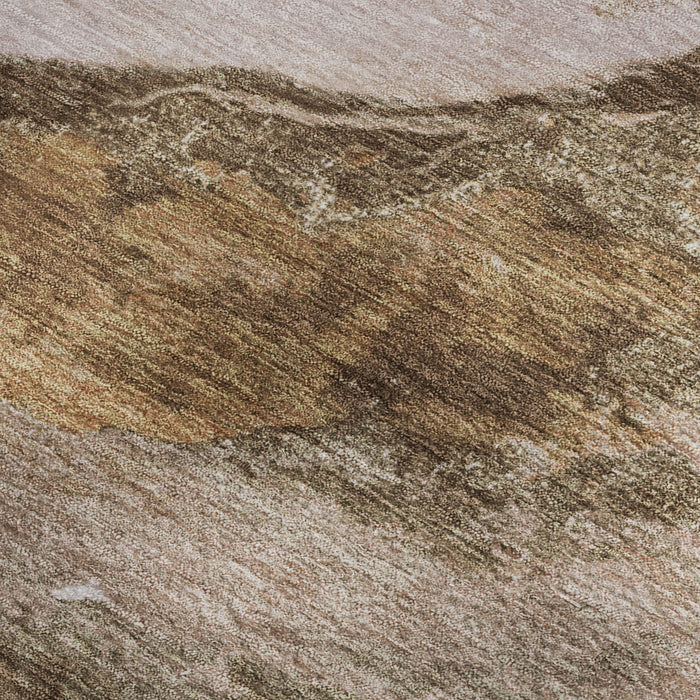 10' X 14' Abstract Washable Area Rug With UV Protection (716641) - Brown / Ivory