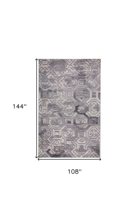9' x 12' Modern Wool Abstract Hand Tufted Area Rug - Gray And Ivory