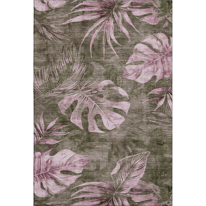10' X 14' Floral Washable Area Rug With UV Protection (706945) - Brown / Pink