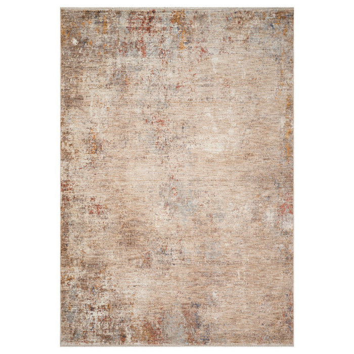 9' X 12' Abstract Area Rug With Fringe - Beige And Brown