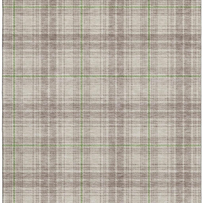 10' X 14' Plaid Washable Area Rug With UV Protection (678209) - Beige / Green / Tan
