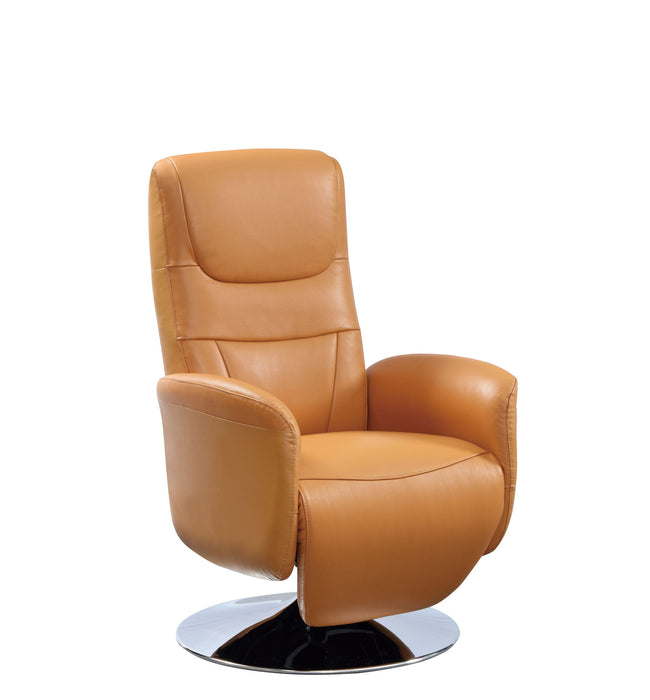 Tufted Genuine Leather Power Swivel Recliner (730552) - Burnt Umber