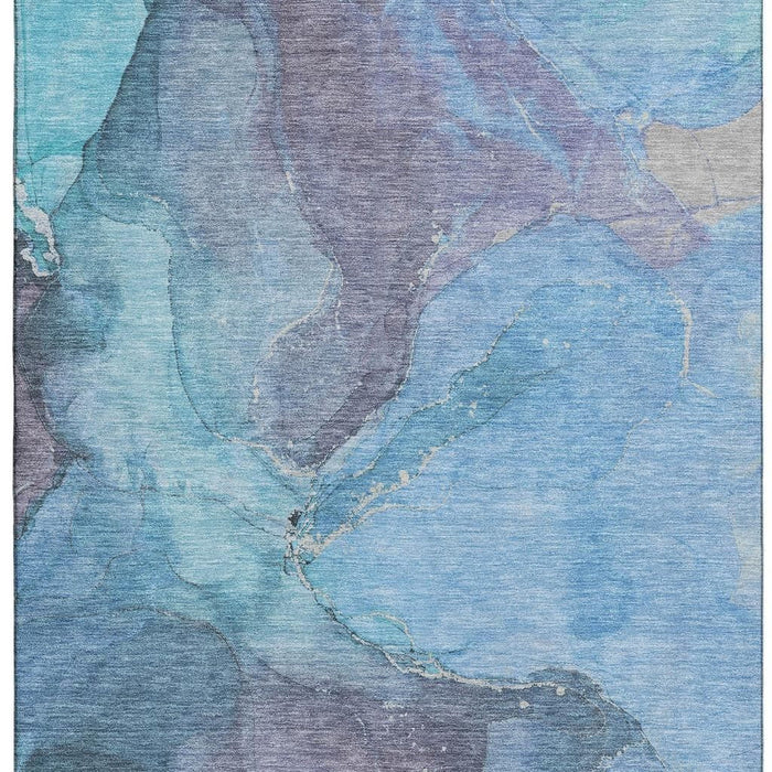 10' X 14' Abstract Washable Area Rug With UV Protection (701177) - Blue / Gray