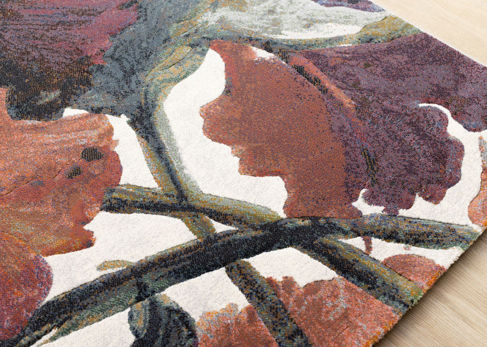 8' X 11' Botanical Leaves Area Rug (660108) - Pink / Green / Beige