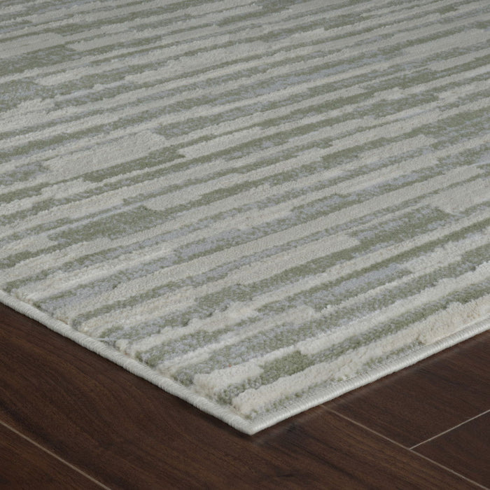 8' x 11' Abstract Distressed Area Rug - Green And Beige