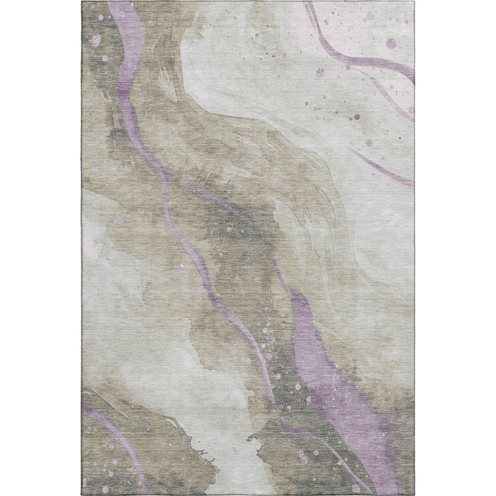 10' X 14' Abstract Washable Area Rug With UV Protection (694266) - Taupe / Lavender / Ivory